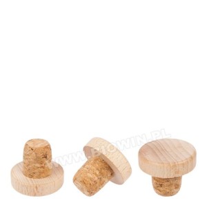 Korek grzybek fi 20mm z drewn.główką fi 31mm.